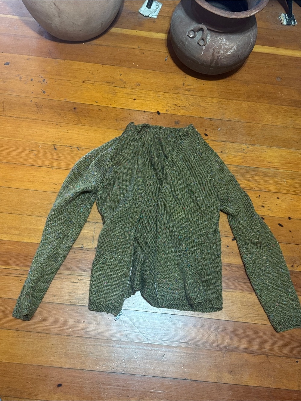 Women’s Olive Green Knit Sweater - Classic Crewneck